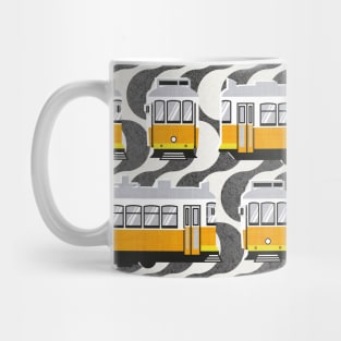 Lisbon trams // Portuguese Rossio cobblestone inspiration background lemon lime and marigold transport Mug